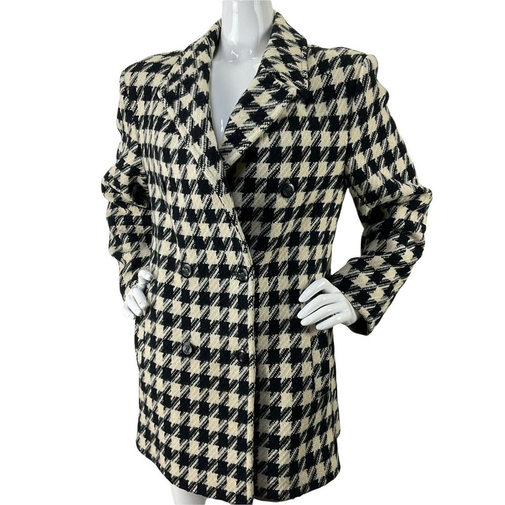 Pendleton Coat Womens Vintage Sz 14 100% Virgin Wool Double Breasted Houndstooth - Picture 1 of 10